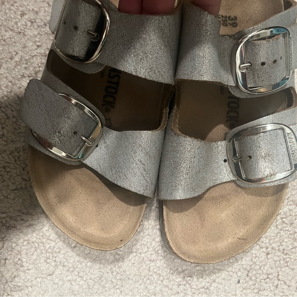 Silver Buckle Sandals Birkenstocks - Picture 2 of 6